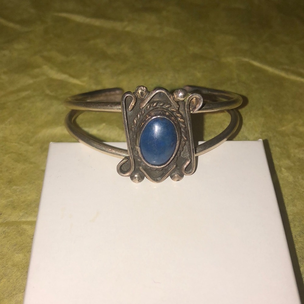 Sterling Silver Blue Onyx cuff bracelet